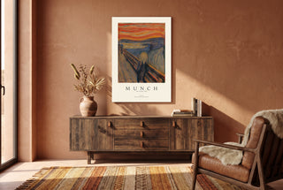 The Scream gallery poster print hanging unframed in a southwestern style room