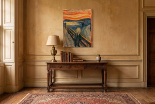 The Scream full bleed canvas hanging in a vintage style room