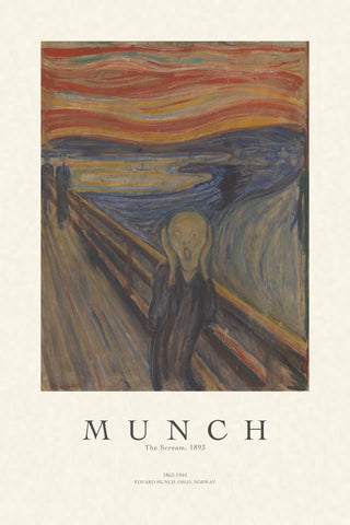 The Scream by Edvard Munch, gallery poster print with printed cream mat and exhibition caption