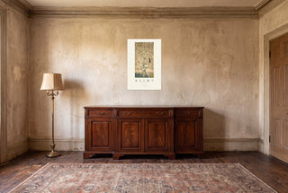 The Tree of Life gallery poster print hanging unframed in a vintage style room