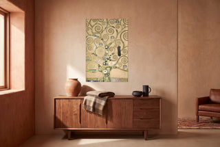 The Tree of Life full bleed print hanging unframed in a southwestern style room