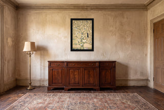 The Tree of Life full bleed print in a black frame in a vintage style room