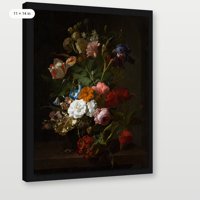 Ruysch - Vase with Flowers, Black Floater Frame