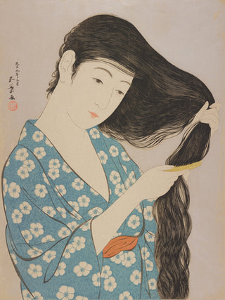 Woman Combing Her Hair full bleed print, 3:4 sheet