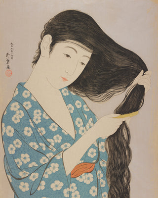 Woman Combing Her Hair full bleed print, 4:5 sheet