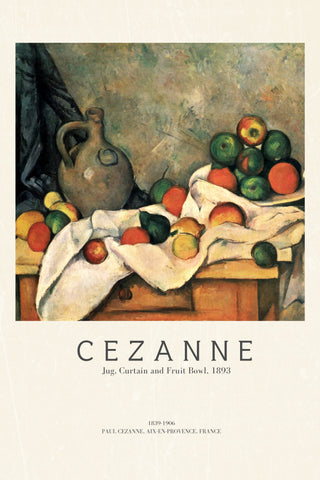 Cezanne - Jug, Curtain And Fruit Bowl