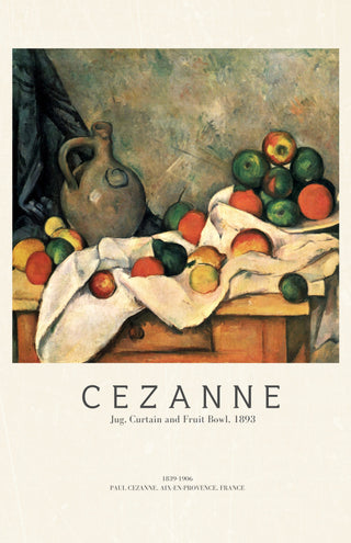 Cezanne - Jug, Curtain And Fruit Bowl