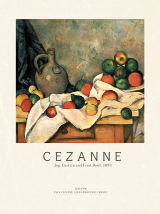 Cezanne - Jug, Curtain And Fruit Bowl