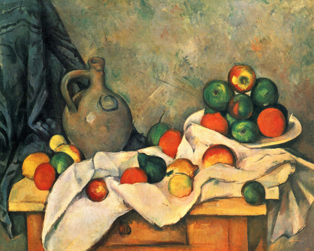 Cezanne - Jug, Curtain And Fruit Bowl, Full Bleed