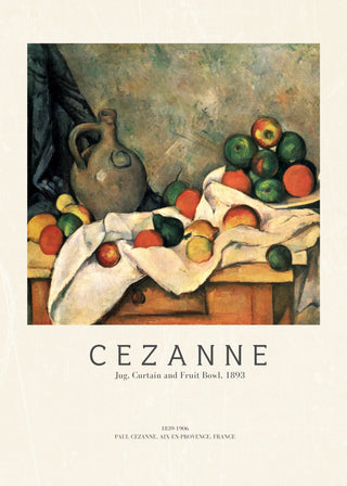 Cezanne - Jug, Curtain And Fruit Bowl
