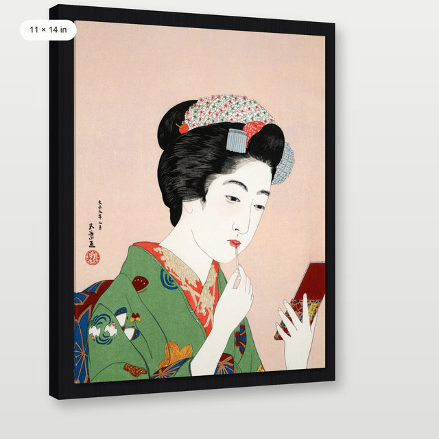 Hashiguchi - Woman Applying Rouge, Black Floater Frame