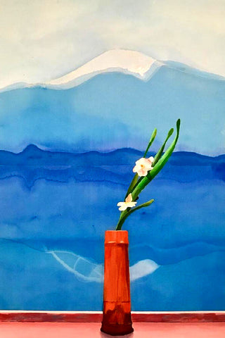 Hockney - Mount Fuji And Flowers