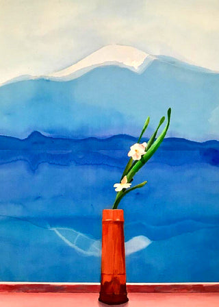 Hockney - Mount Fuji And Flowers