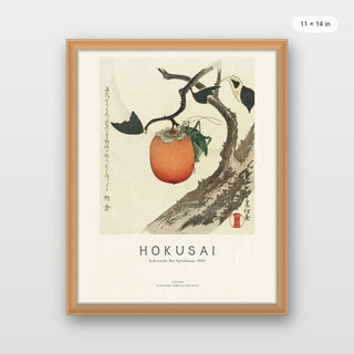 Hokusai - Kakivrucht Met Sprinkhaan