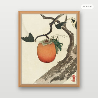 Hokusai - Kakivrucht Met Sprinkhaan
