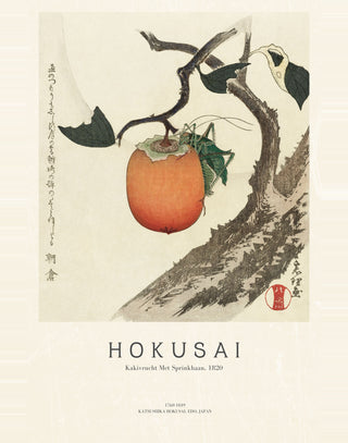 Hokusai - Kakivrucht Met Sprinkhaan