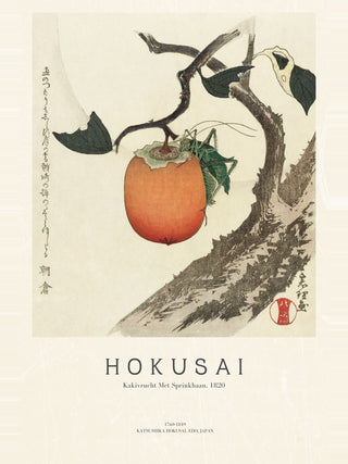 Hokusai - Kakivrucht Met Sprinkhaan