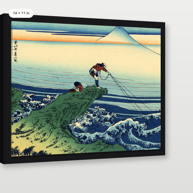 Hokusai - Koshu Kajikazawa, Black Floater Frame