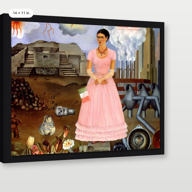 Kahlo - Self Portrait On The Mexican Border, Black Floater Frame