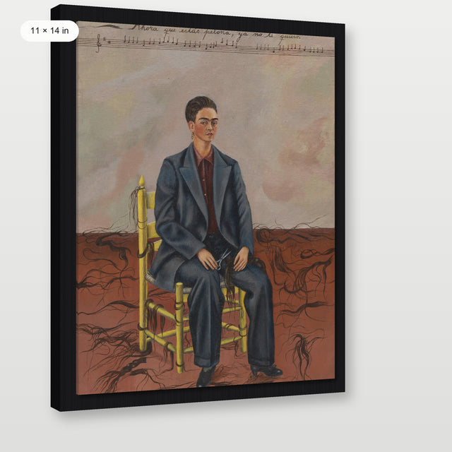 Kahlo - Self Portrait With Cropped Hair, Black Floater Frame