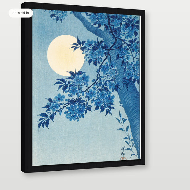 Koson - Blossoming Cherry P2, Black Floater Frame