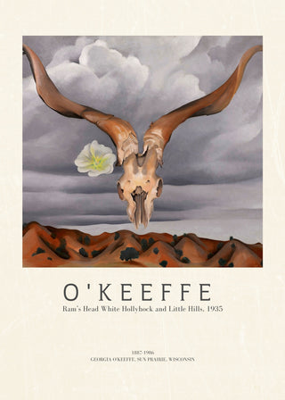 Okeeffe - Ram’s Head White Hollyhock and Little Hills