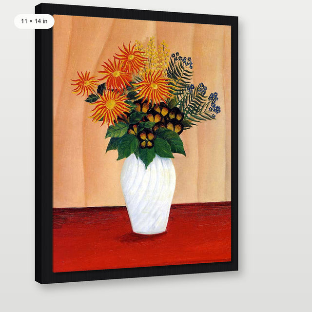 Rousseau - Bouquet Of Flowers, Black Floater Frame