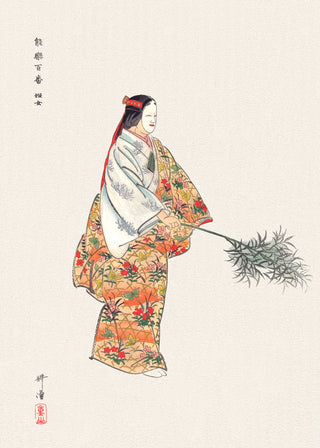 Tsukioka - Actors in the Noh Theater Play Hanjo