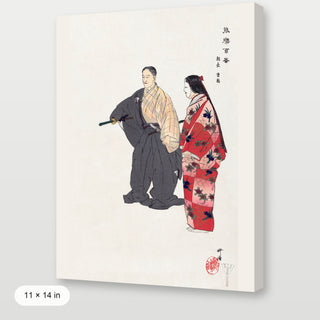 Tsukioka - Actors in the Noh Theater Play Tomonaga