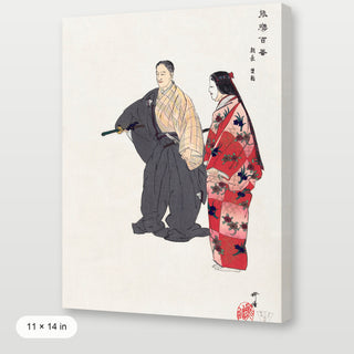 Tsukioka - Actors in the Noh Theater Play Tomonaga