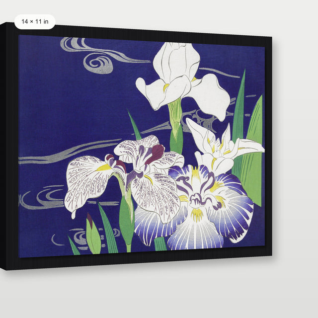 Tsukioka - Irises, Black Floater Frame