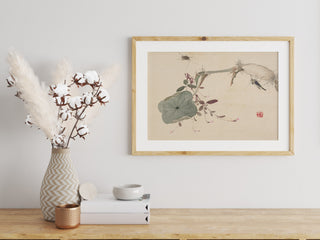Japanese Flower Meditation Art Print  | Yoga Wall Art | Antique Boho Painting | Peaceful Art | Zen Wall Art