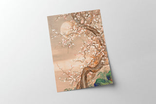 Japanese Blossom Sun Meditation Art Print | Yoga Wall Art | Antique Boho Painting | Peaceful Art | Zen Wall Art