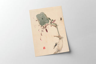 Japanese Flower Meditation Art Print  | Yoga Wall Art | Antique Boho Painting | Peaceful Art | Zen Wall Art