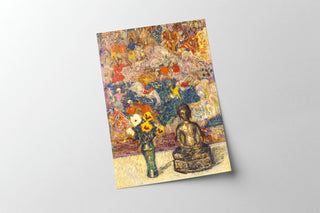 Vintage Buddha Flower Art Print  | Yoga Wall Art | Antique Boho Painting | Peaceful Art | Zen Wall Art | Meditation Art