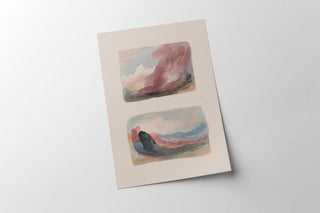 Vintage Muted Watercolor Landscape Wave Painting | Modern Wall Decor