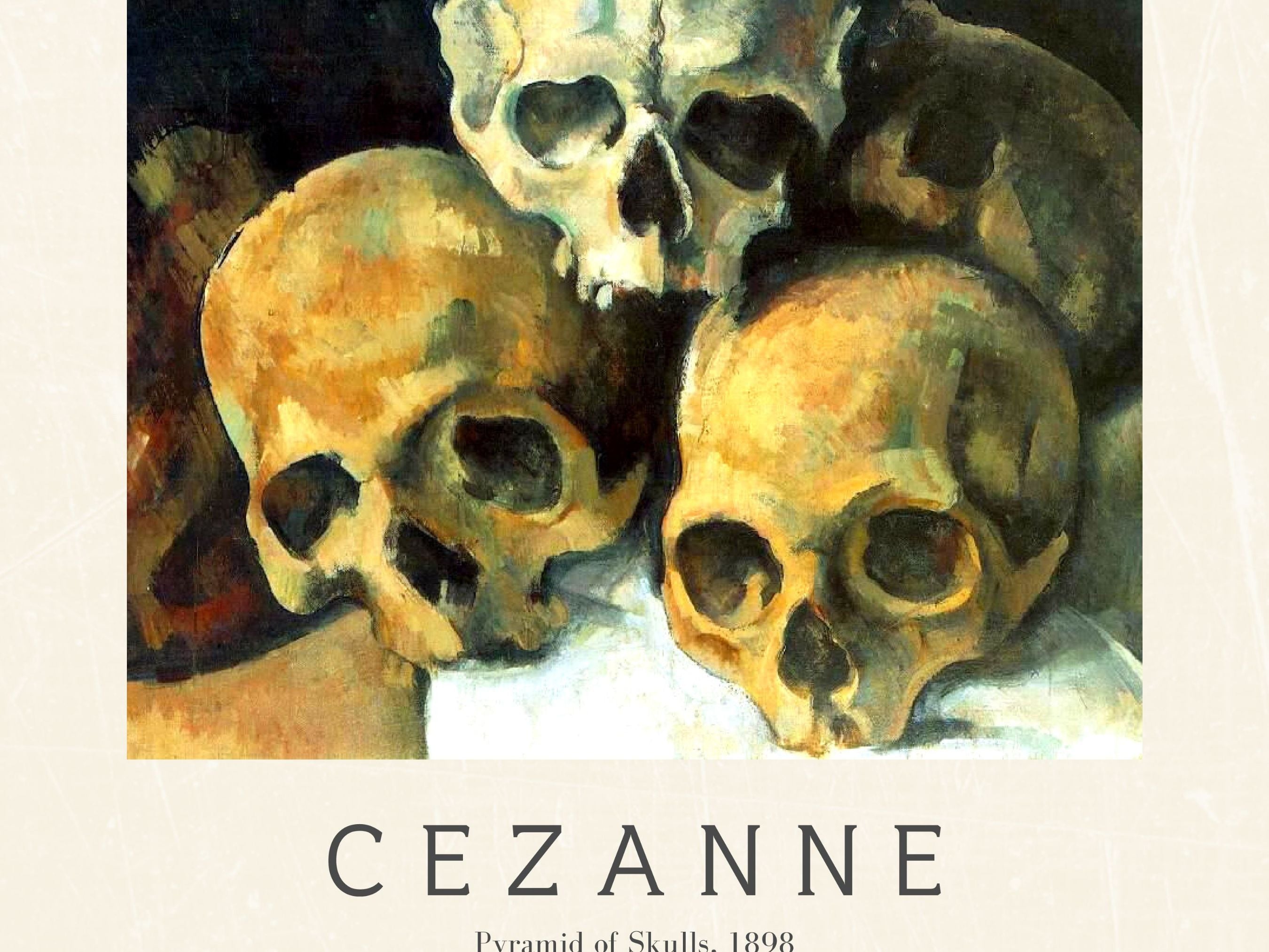 Glass Printing, Wall Art, Glass Wall Art, Paul Cezanne Pyramid of Skulls, Famous Wall Decor, Cezanne Skull cheapest Wall Art,