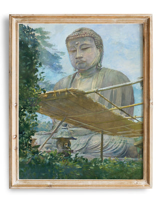 Vintage Buddha Meditation Art Print  | Yoga Wall Art | Antique Boho Painting | Peaceful Art | Zen Wall Art