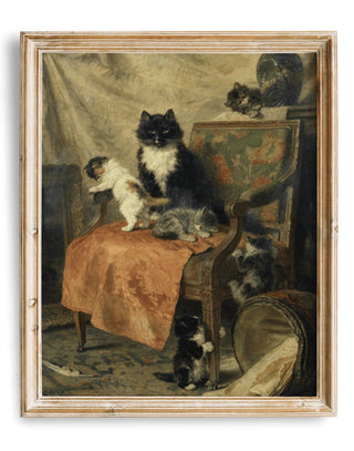 Kittens Playing Art Print | Cat Home Decor | Vintage Cat Art | Cat Wall Art
